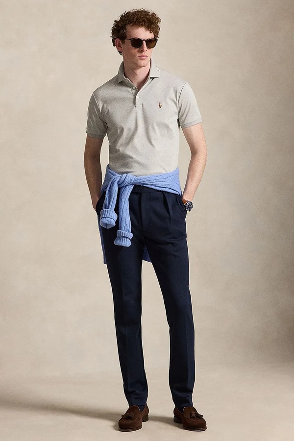 Поло чоловіче бавовняне Polo Ralph Lauren колір сірий фото 2