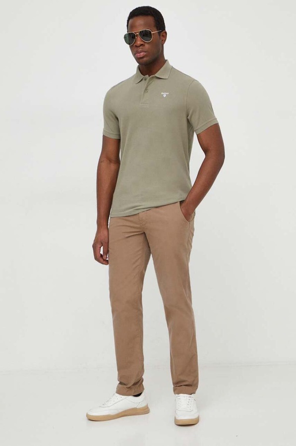 Поло мужское хлопковое Barbour ESSENTIALS цвет зеленый