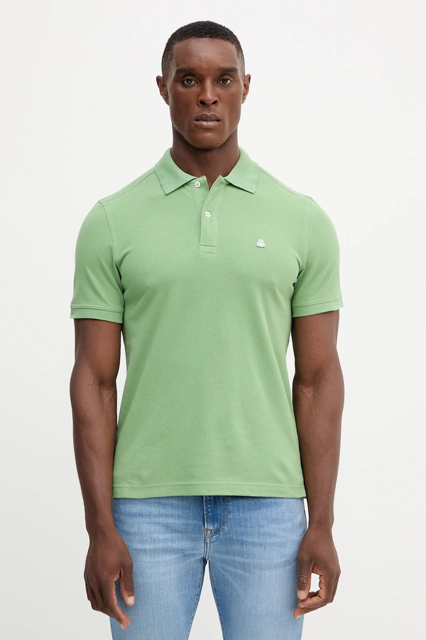 Поло мужское хлопковое United Colors of Benetton цвет зеленый