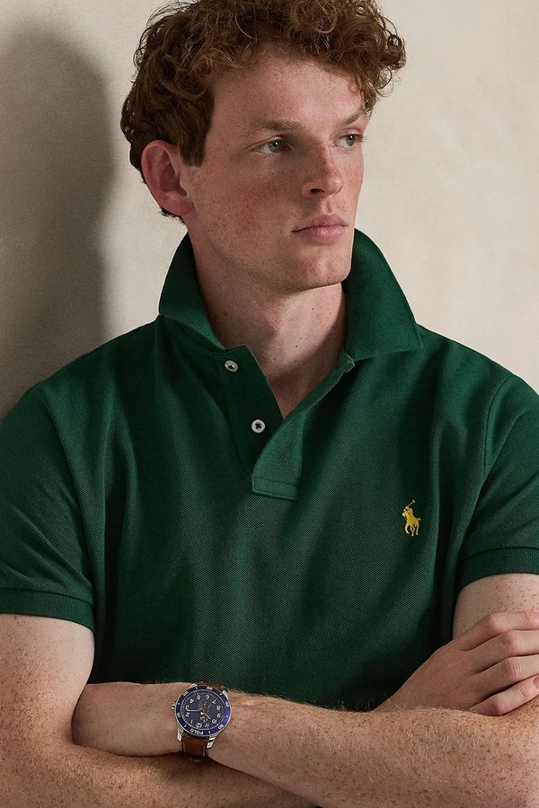 Поло чоловіче бавовняне Polo Ralph Lauren колір зелений фото 4