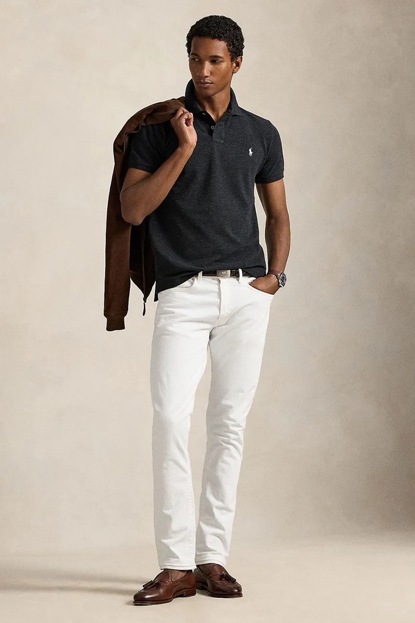 Поло чоловіче бавовняне Polo Ralph Lauren колір сірий фото 2