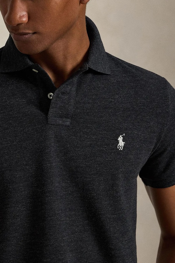 Поло чоловіче бавовняне Polo Ralph Lauren колір сірий фото 4