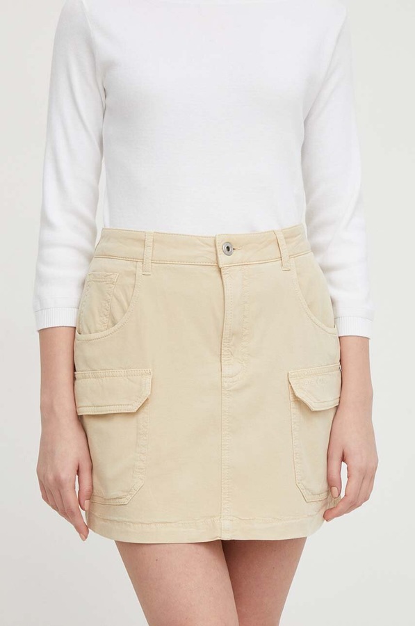 Спідниця Pepe Jeans TARA колір бежевий