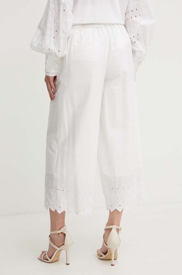 Штани culottes жіночі бавовняні Karl Lagerfeld колір бежевий фото 2