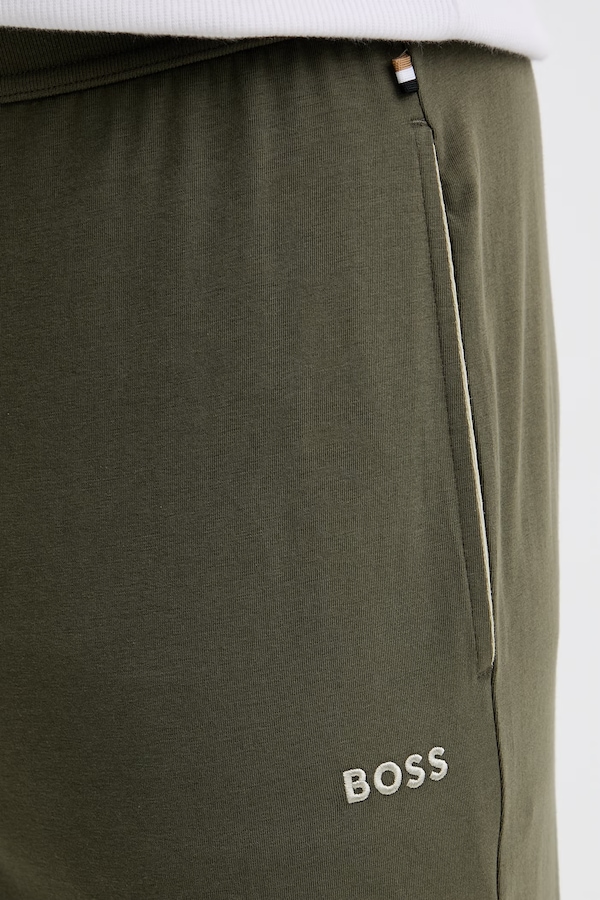 Штани loungwear чоловічі бавовняні з еластаном BOSS Mix&Match Pants колір зелений фото 4
