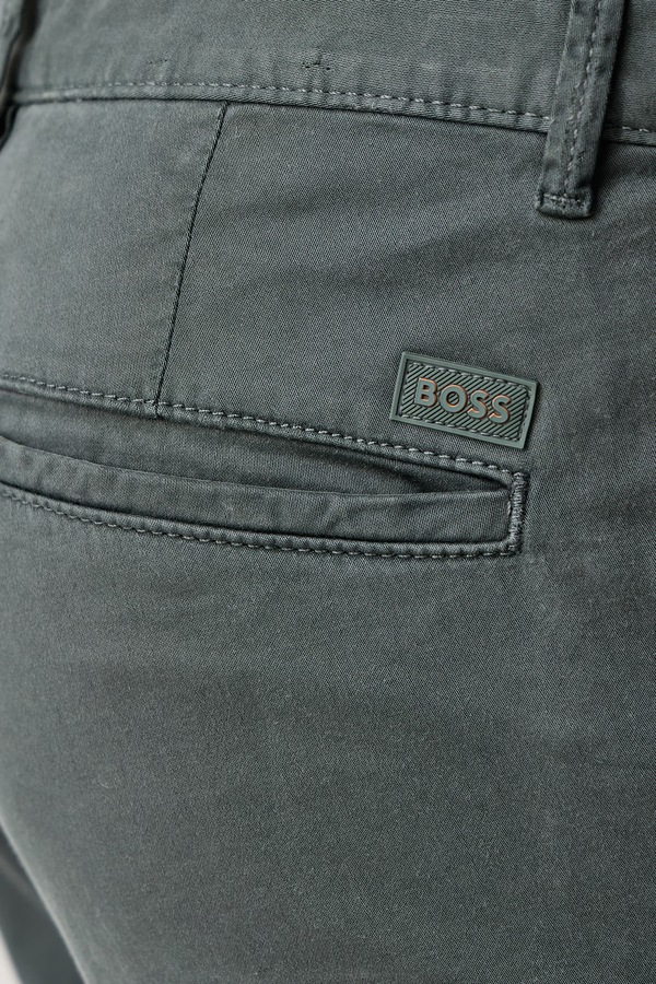 Штани chinos чоловічі бавовняні з еластаном BOSS Orange Chino_slim колір зелений фото 4
