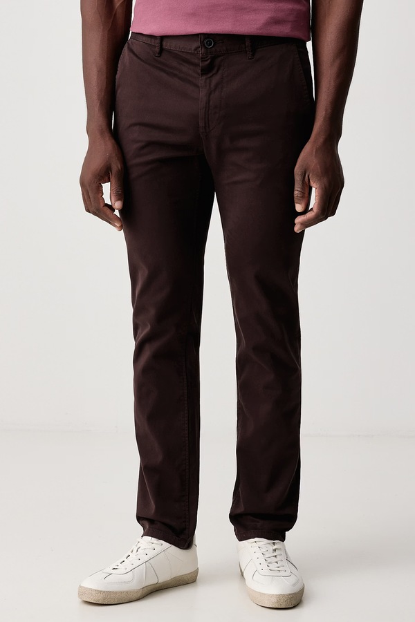 Штани chinos чоловічі бавовняні з еластаном BOSS Orange Chino_slim колір коричневий