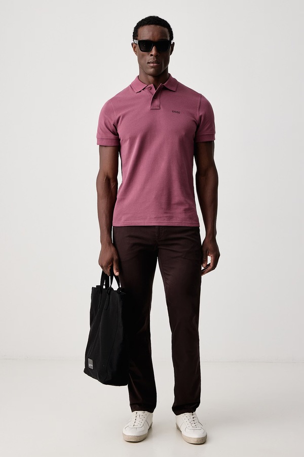 Штани chinos чоловічі бавовняні з еластаном BOSS Orange Chino_slim колір коричневий