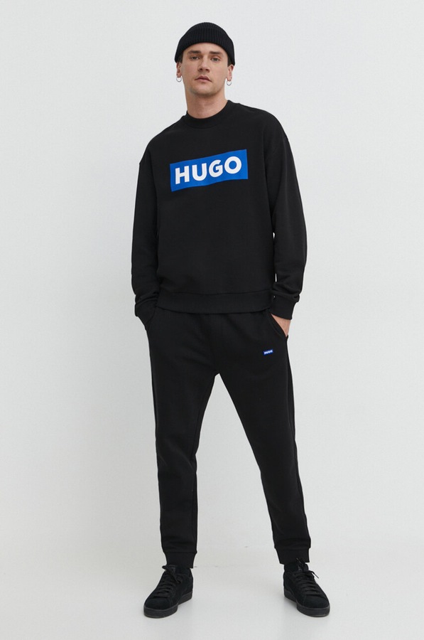Спортивні штани чоловічі бавовняні HUGO Blue Napin колір чорний