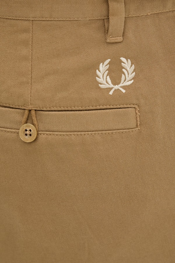 Бавовняні штани Fred Perry Straight Leg Twill Trouser колір бежевий фото 4