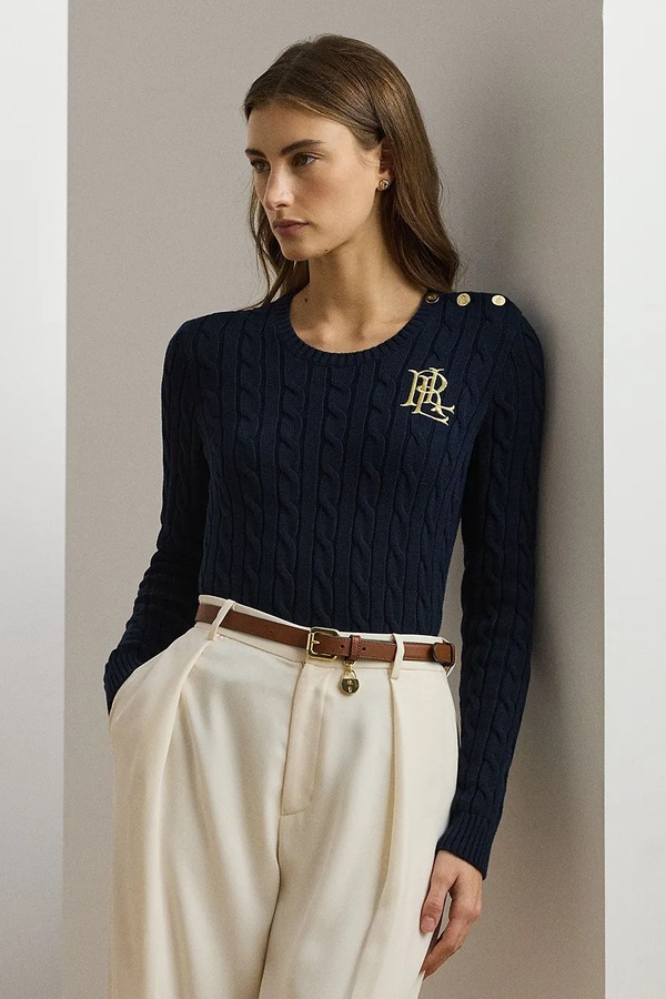 Бавовняний светр Lauren Ralph Lauren колір синій