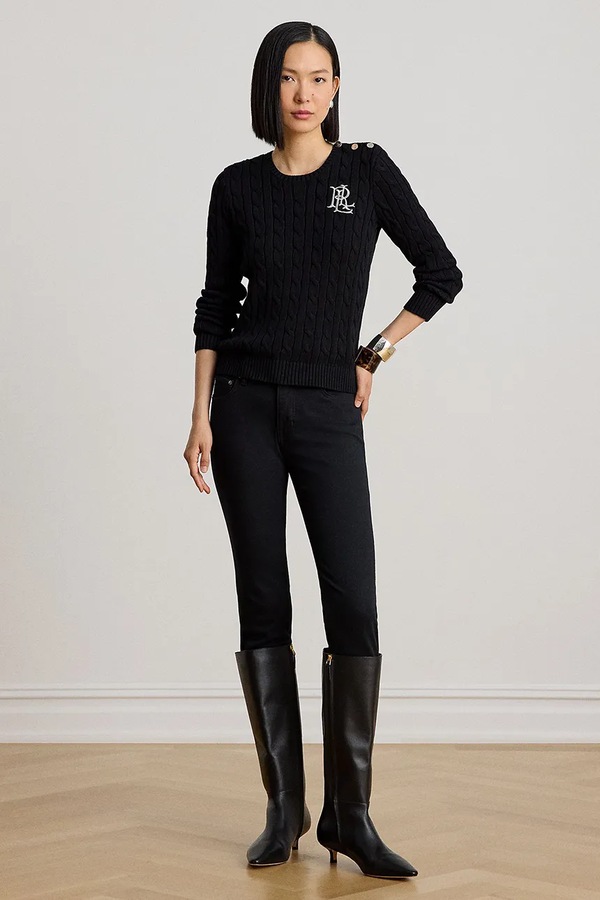 Бавовняний светр Lauren Ralph Lauren колір чорний фото 2