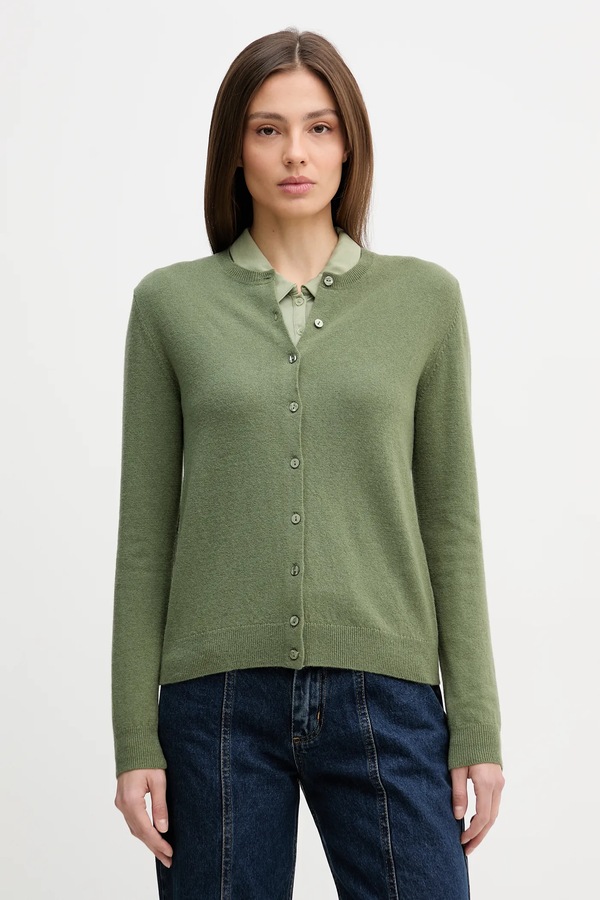 Шерстяной кардиган United Colors of Benetton цвет зеленый