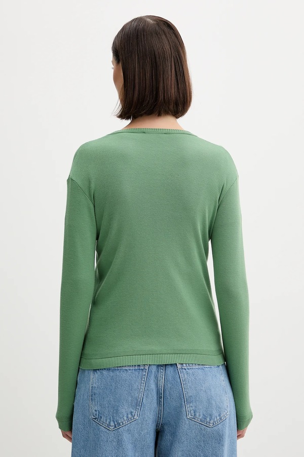 Бавовняний кардиган United Colors of Benetton колір зелений фото 2