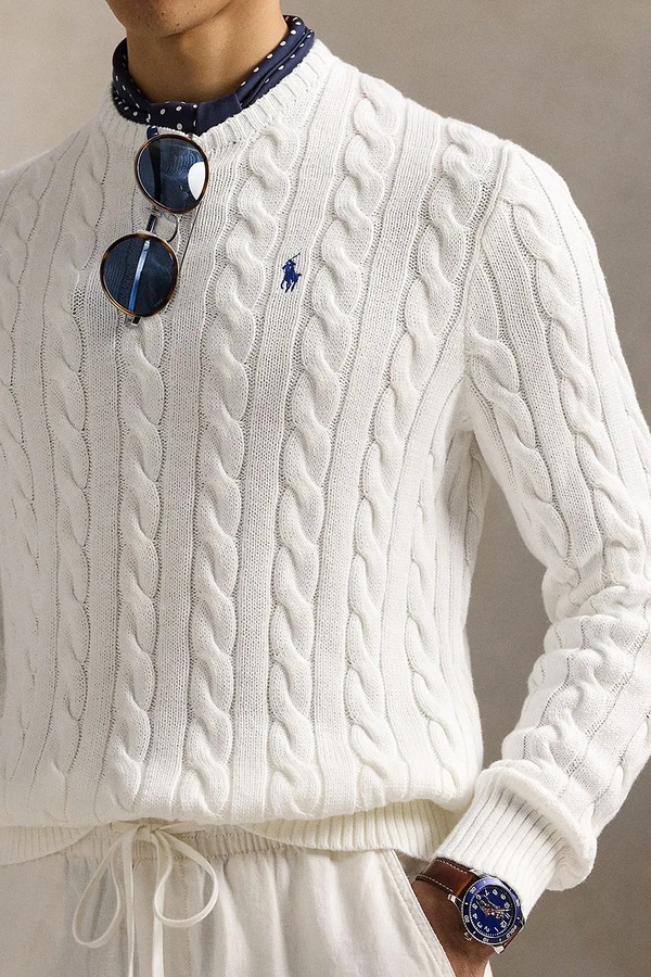 Светр чоловічий бавовняний Polo Ralph Lauren колір бежевий фото 4