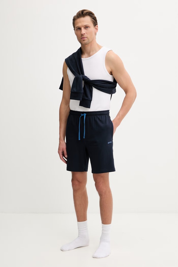 Шорти loungwear чоловічі бавовняні з еластаном BOSS Mix&Match Short CW колір темно-синій