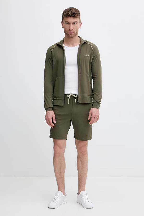 Шорты loungwear мужские хлопковые с эластаном BOSS Mix&Match Short CW цвет зеленый