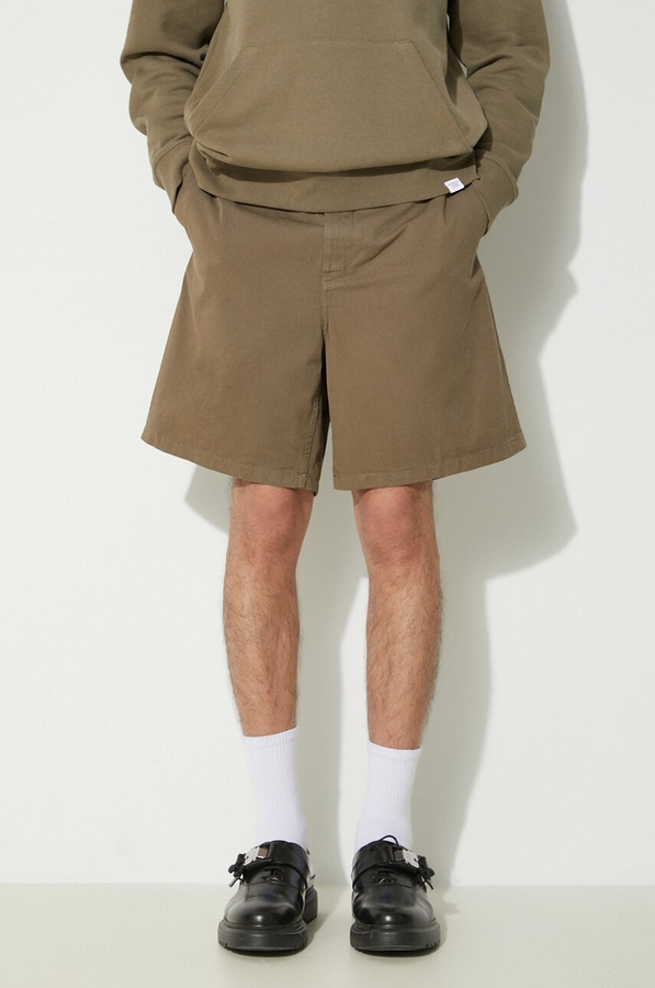 Бавовняні шорти Norse Projects Aros Regular Organic колір зелений фото 4