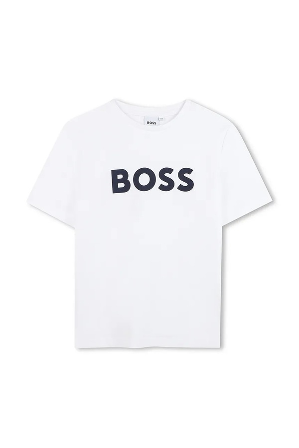 Дитяча бавовняна футболка BOSS колір чорний фото 2