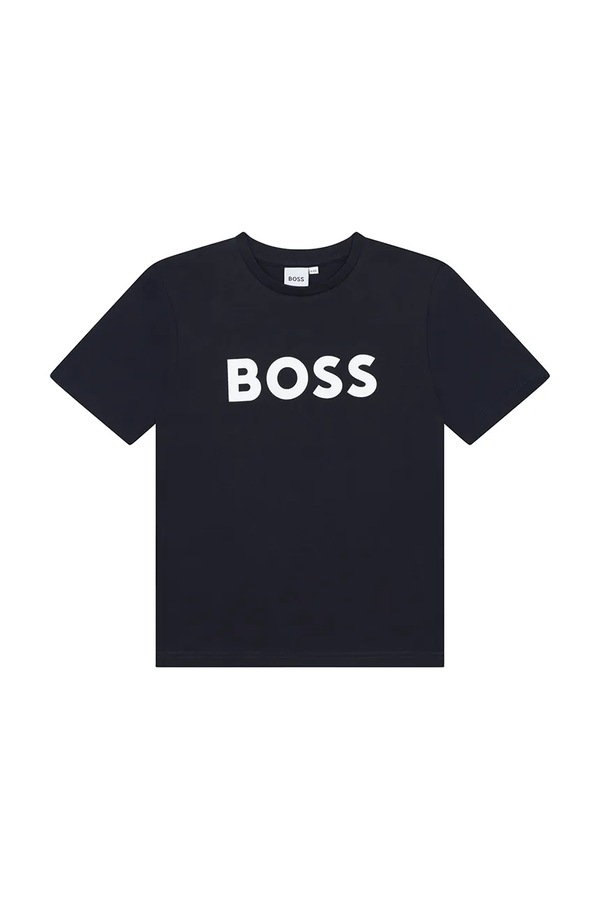 Дитяча бавовняна футболка BOSS колір чорний фото 2