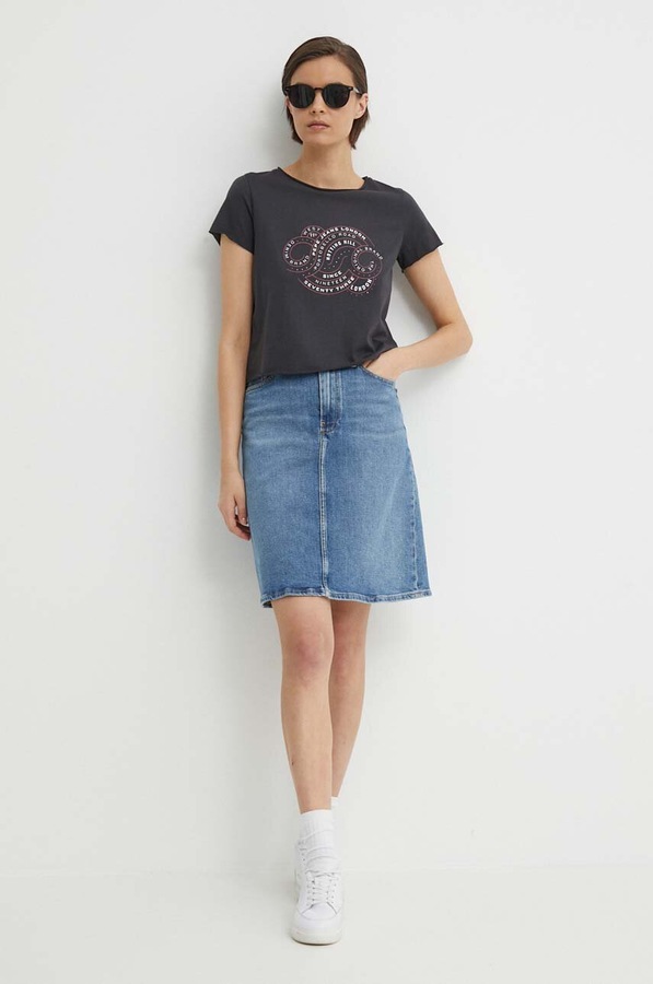 Бавовняна футболка Pepe Jeans KENNA колір сірий фото 2
