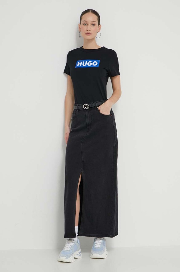 Футболка basic жіноча бавовняна HUGO Blue Classic Tee_B колір чорний