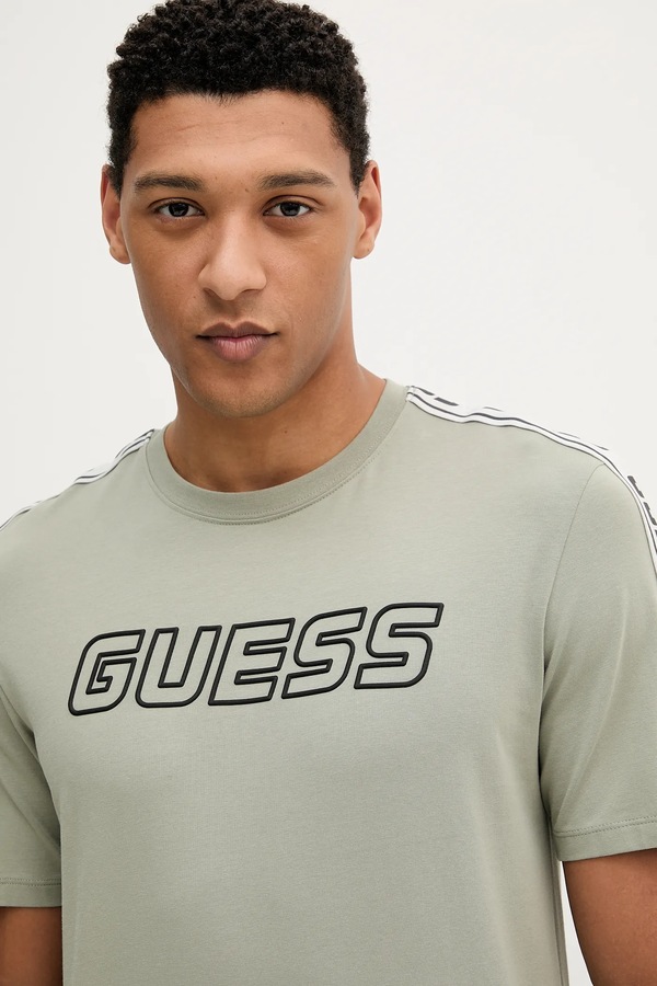 Футболка чоловіча з бавовною Guess ARLO колір зелений фото 4