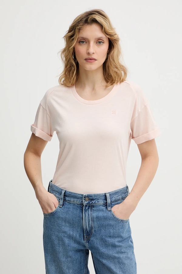 Бавовняна футболка G-Star Raw Rolled up sl BF колір білий