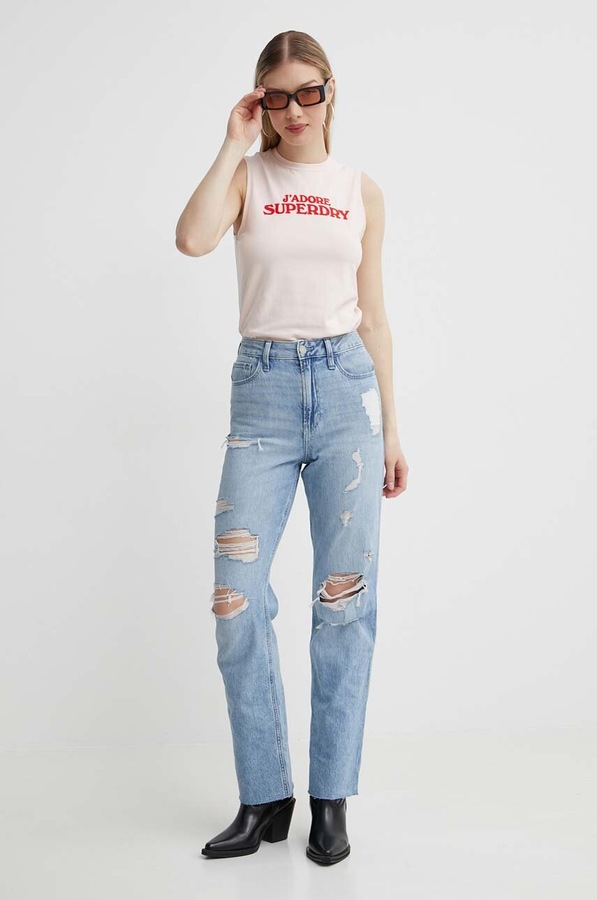 Топ Superdry колір рожевий фото 2