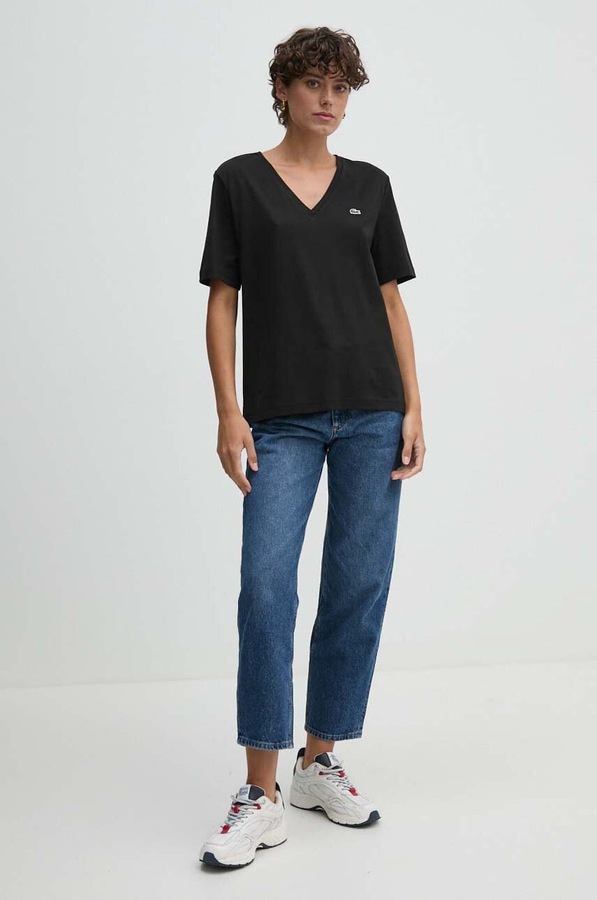 Футболка basic женская хлопковая Lacoste цвет черный