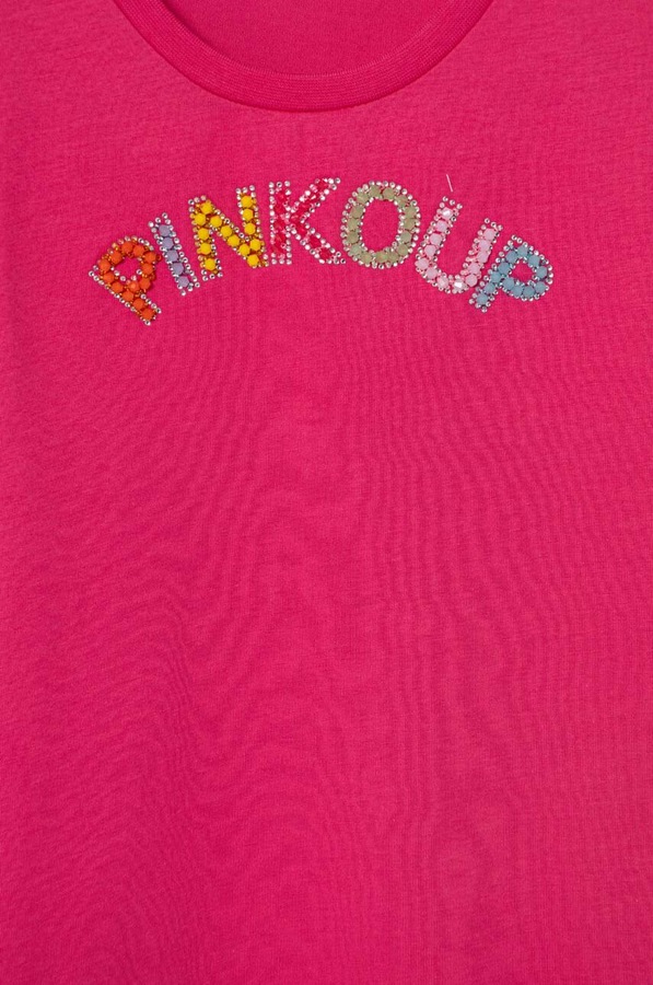Дитяча бавовняна футболка Pinko Up колір рожевий фото 3