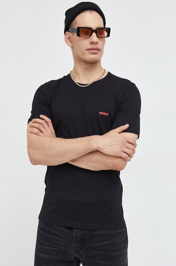 Хлопковая футболка HUGO 3-pack T-SHIRT RN TRIPLET P цвет черный фото 2
