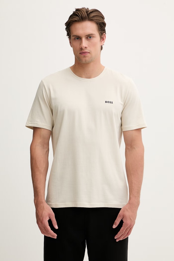 Футболка lounge чоловіча бавовняна з еластаном BOSS Mix&Match T-Shirt R колір білий