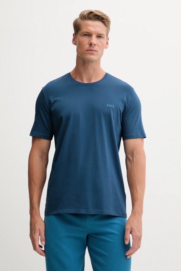Футболка loungwear чоловіча бавовняна з еластаном BOSS Mix&Match T-Shirt R колір бірюзовий