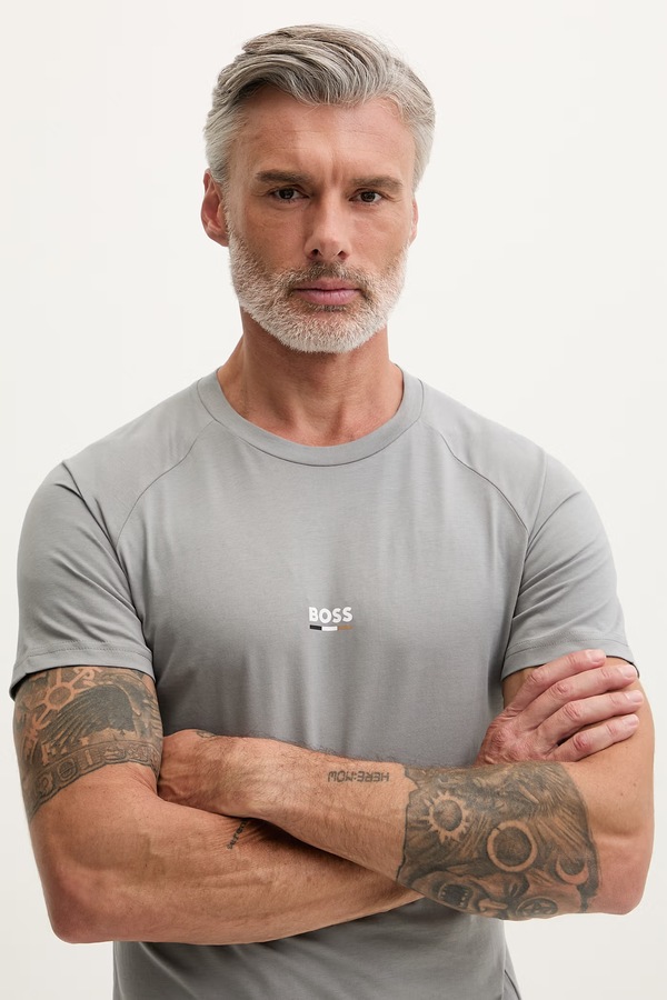 Футболка чоловіча BOSS T-Shirt RN Slim Fit колір сірий фото 2