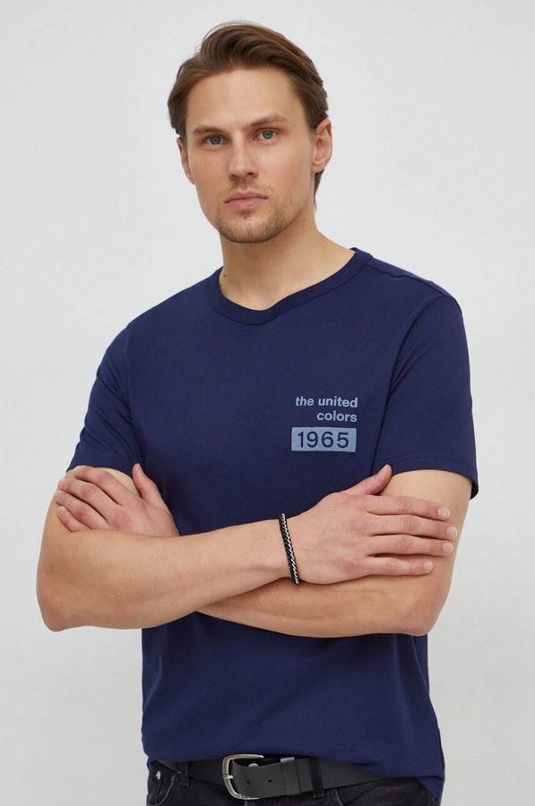 Бавовняна футболка United Colors of Benetton колір синій