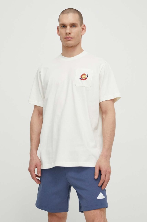 Бавовняна футболка adidas Originals колір бежевий фото 2