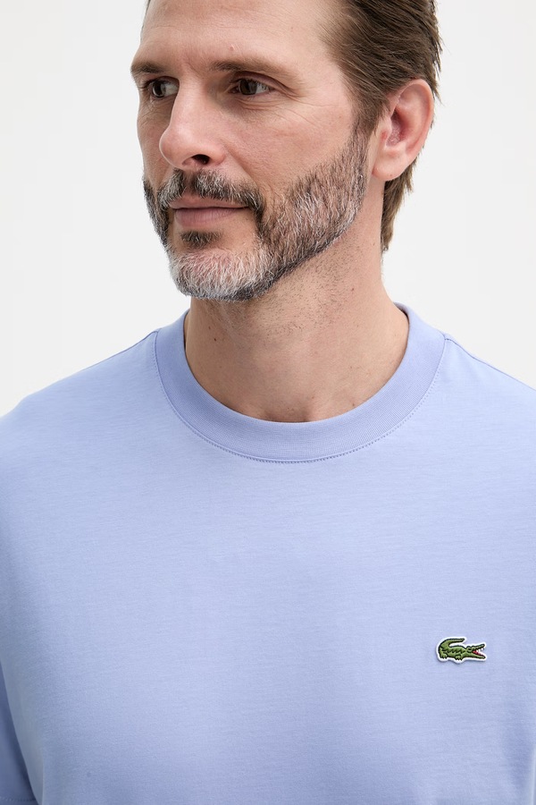 Футболка basic чоловіча бавовняна Lacoste колір блакитний фото 4