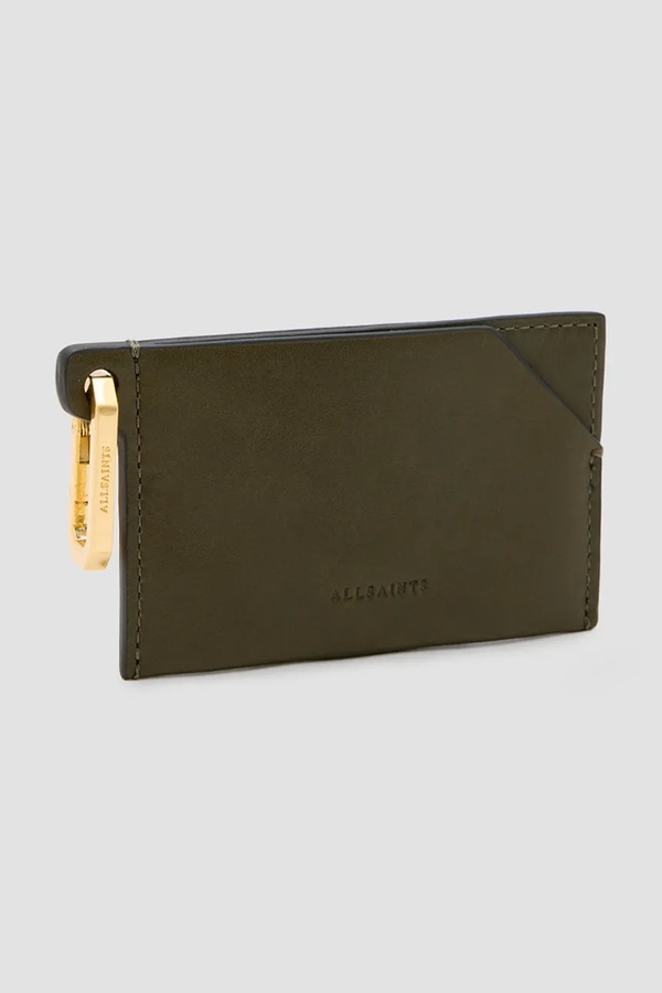 Шкіряний чохол на банківські карти AllSaints HEX CARDHOLDER колір зелений фото 2