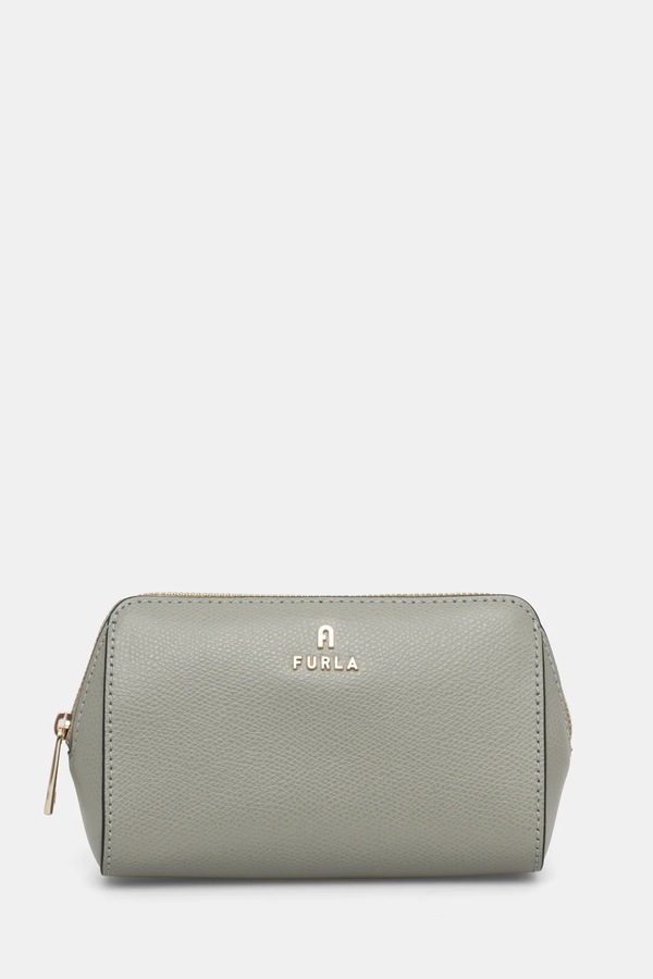 Шкіряна косметичка Furla колір сірий