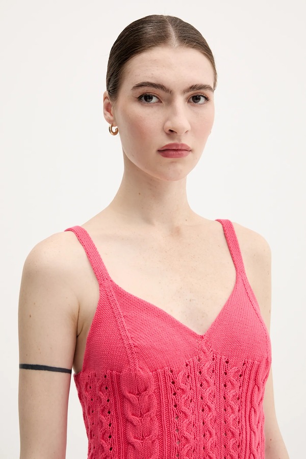 Бавовняний топ United Colors of Benetton колір рожевий фото 4
