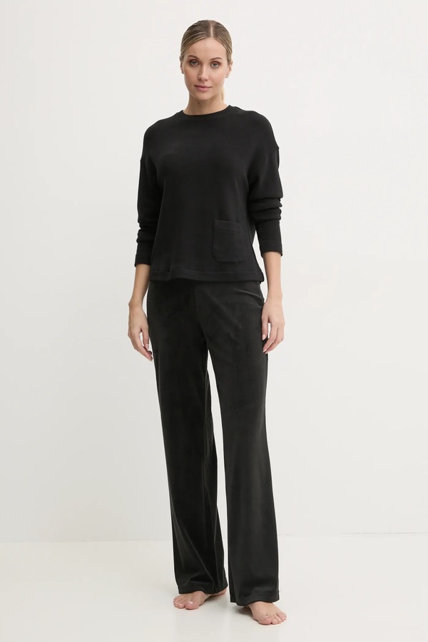 Піжамні штани Juicy Couture VICKY RIB FLARE PANT колір чорний