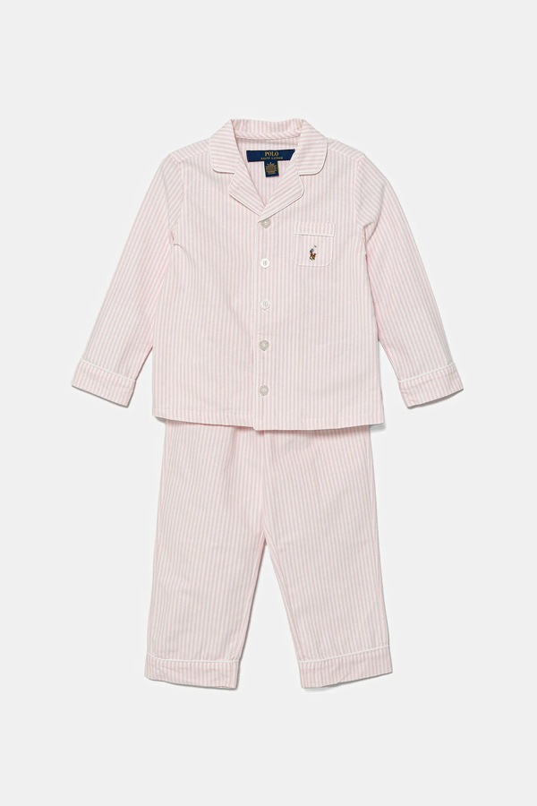 Дитяча бавовняна піжама Polo Ralph Lauren 2-pack колір рожевий