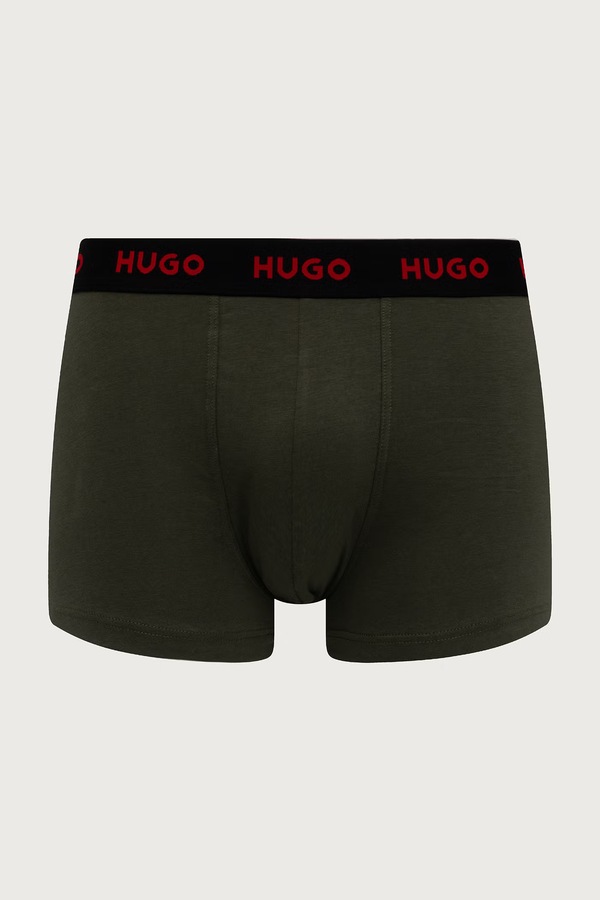 Боксери чоловічі бавовняні з еластаном TRUNK TRIPLET PACK 3 шт. HUGO колір зелений