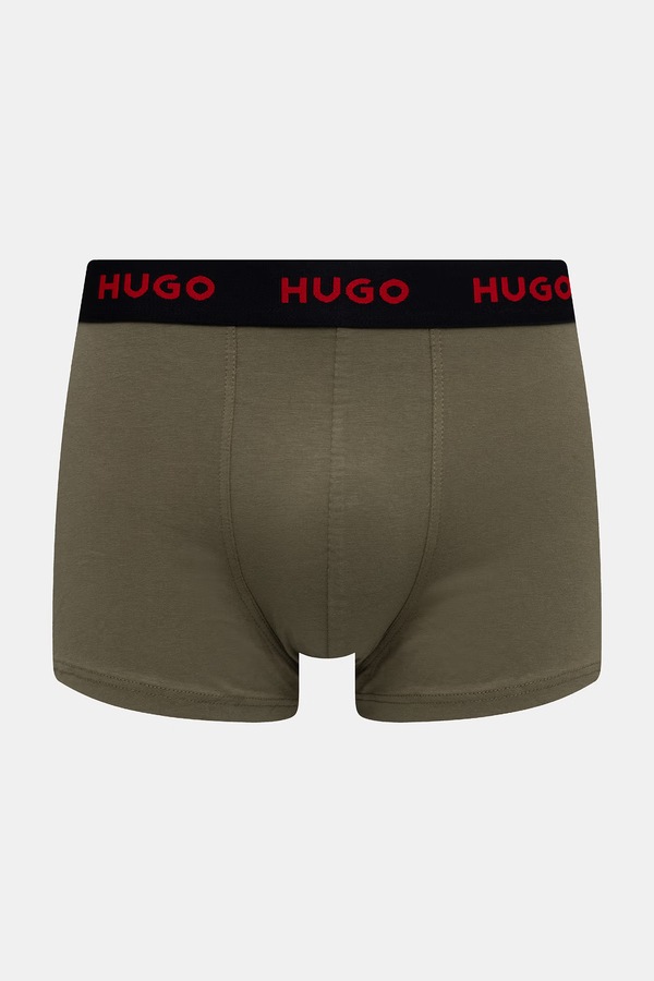 Боксеры мужские хлопковые с эластаном TRUNK TRIPLET PACK 3 шт. HUGO цвет зеленый фото 2