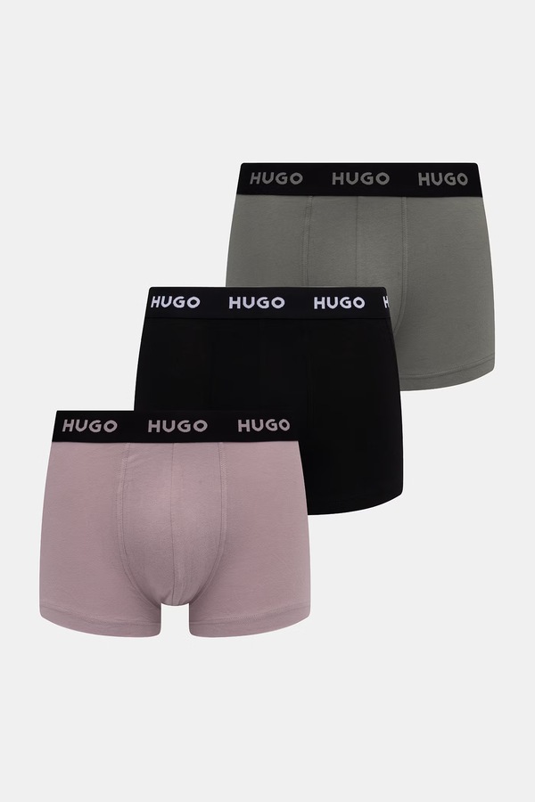 Боксери чоловічі бавовняні з еластаном HUGO TRUNK TRIPLET PACK 3-pack колір фіолетовий