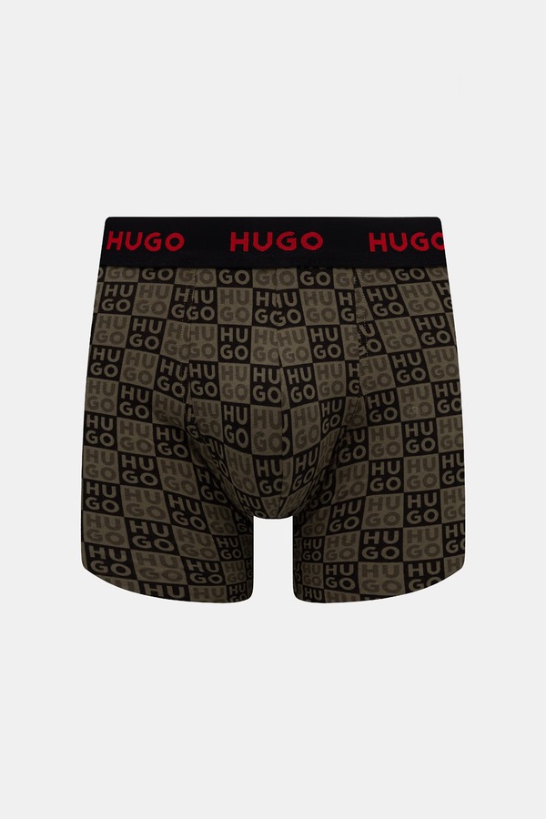 Боксеры мужские хлопковые с эластаном BOXERBR TRIPLET DESIGN 3 шт. HUGO цвет зеленый