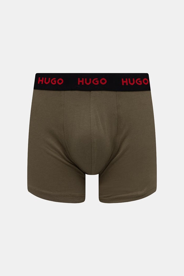 Боксеры мужские хлопковые с эластаном BOXERBR TRIPLET DESIGN 3 шт. HUGO цвет зеленый фото 2