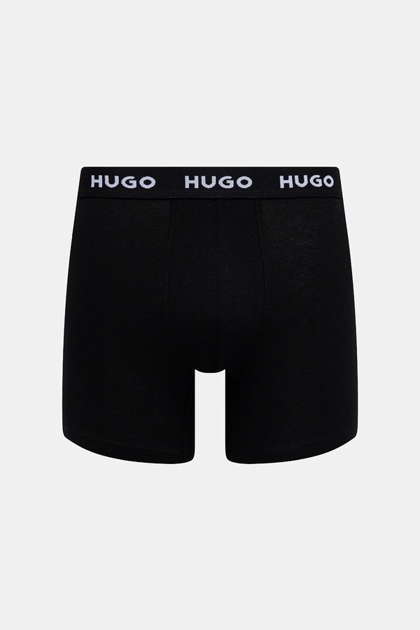 Боксеры мужские хлопковые с эластаном BOXERBR TRIPLET DESIGN 3 шт. HUGO цвет черный