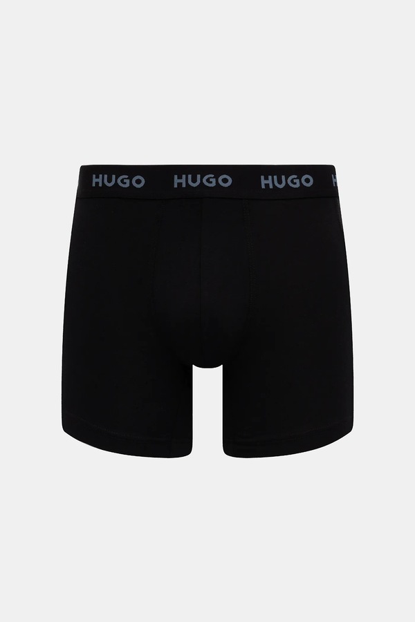 Боксеры мужские хлопковые с эластаном BOXERBR TRIPLET DESIGN 3-пак HUGO цвет черный фото 2